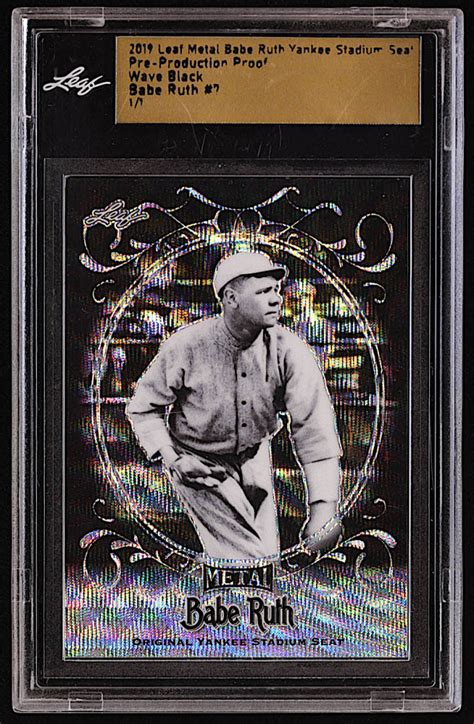 Babe Ruth 2019 Leaf Metal Babe Ruth Collection Yankee Stadium Seats Wave Black Pre Production