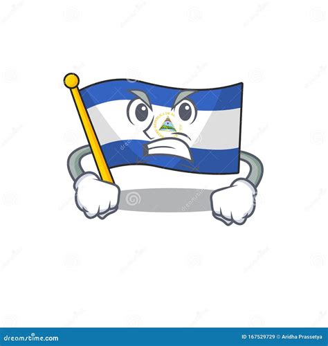 Angry Face Flag Nicaragua Scroll Cartoon Character Design Stock Vector