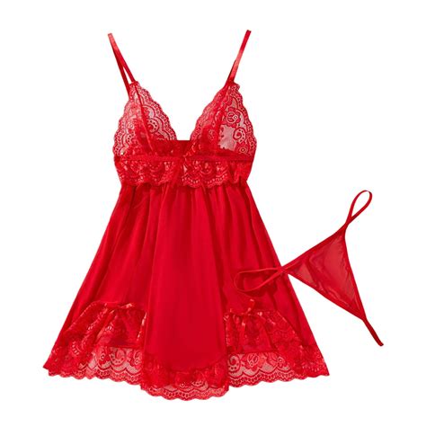 Midwennn Women S Nightgown Lingerie Dress Sexy Red Dress Lace Chemise Sleepwear Sexy Lingerie