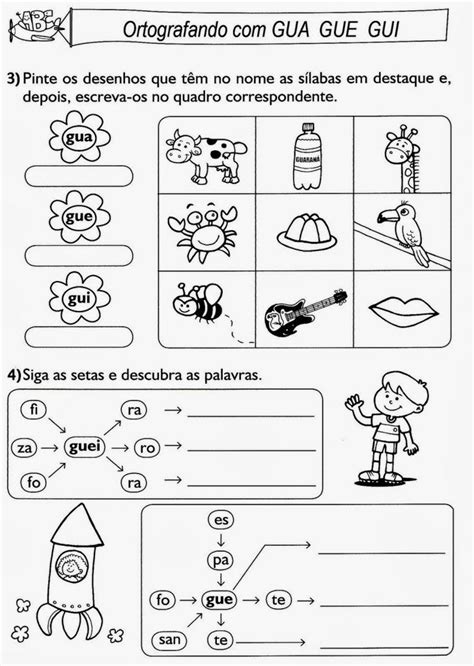 Palavras Com Gue E Com Gui - Plano de Aula: sílabas GUA – GUE – GUI | Palavras com u, Palavras com ...