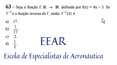 ️ 63 Eear 2014 Mat Seja A Função F Ir → Ir Definida Por Fx 4x 3 Se F 1 é A Função