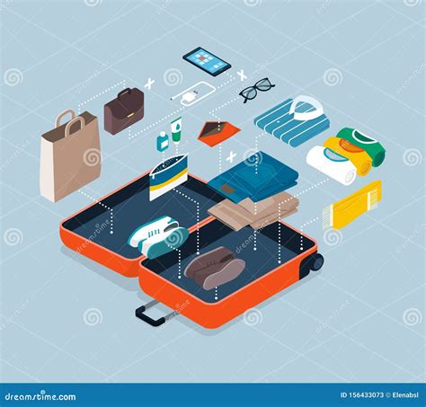 How to pack your suitcase stock vector. Illustration of basics - 156433073