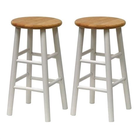 24" Counter Bar Stools in White and Natural (Set of 2) - 53784