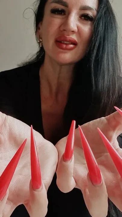 Glamorous Red Stiletto Nails Worship Brunette Porn Feat KinkyDomina