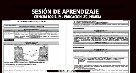 Sesi N De Aprendizaje De Ciencias Sociales Secundaria Minedu