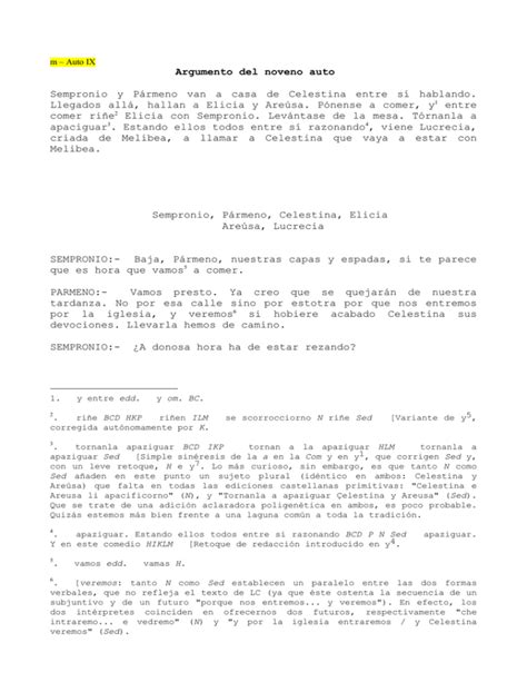 Argumento Del Noveno Auto Sempronio Y Pármeno Van A Casa De