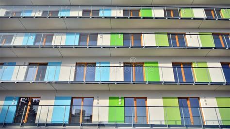 Modern Apartment Building with Colorful Facade. Stock Photo - Image of blue, front: 205925572