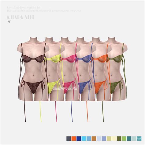 Женский купальник Fanci Club Sweaty Bikini Set скачать для Симс