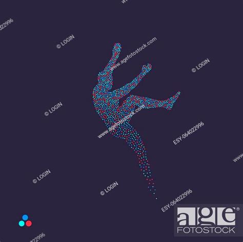 Rock Climber Silhouettes Bouldering Sport Dotted Silhouette Of Person