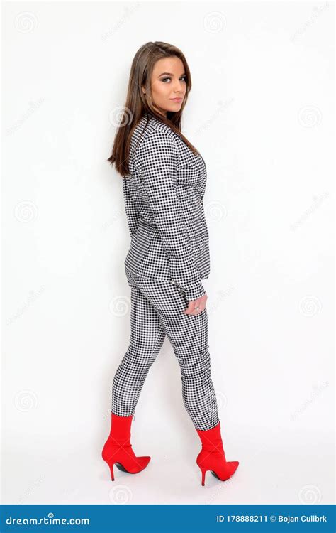 Beautiful Cute Brunette Girl Posing In Studio Fashion Photography Stock Image Image Of