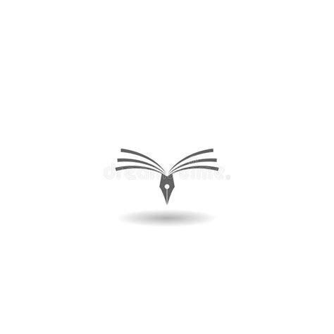 Fountain Pen Writing Logo Icon With Shadow Stock Vector Illustration