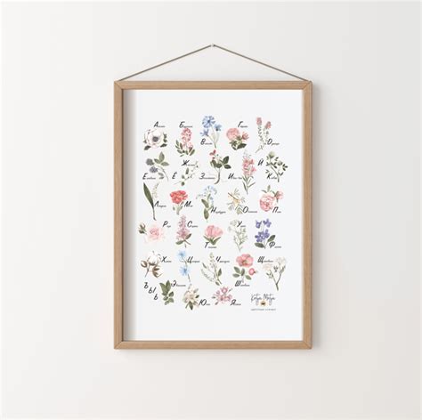 алфавит цветочный русский постер