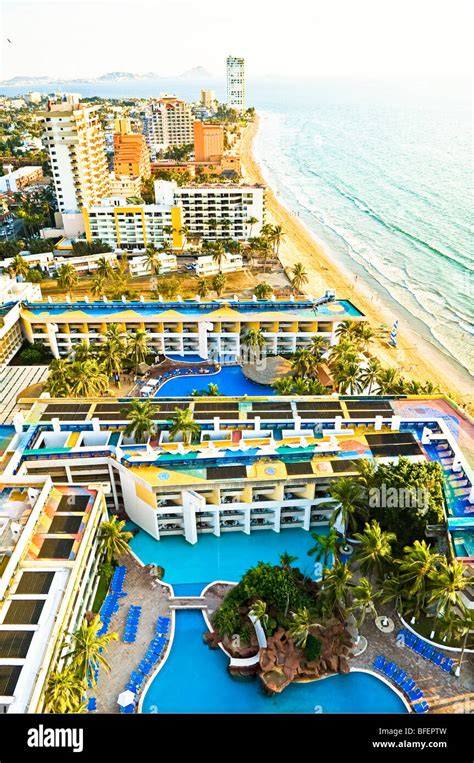 Beach And Hotels From El Moro Tower Of El Cid Resort Mazatlan Sinaloa