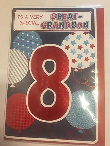 To A Very Special Great Grandson 8 Birthday Card Age 8 8th Eight Blue