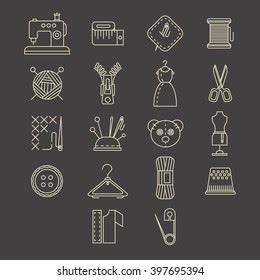 Vector Sewing Equipment Needlework Icons Set Stock Vector Royalty Free