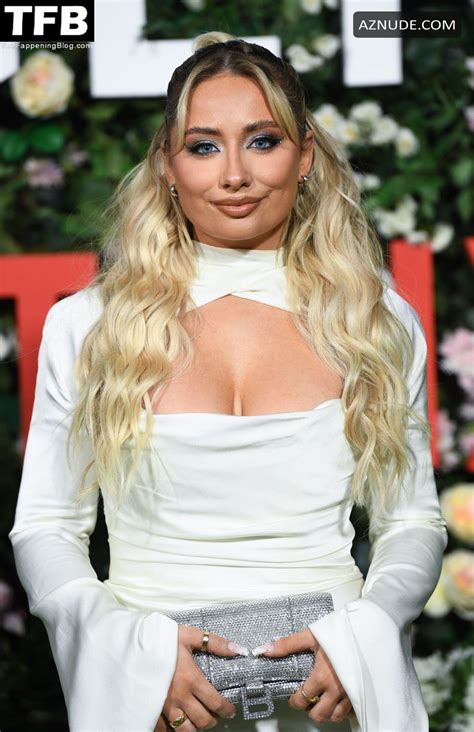 Saffron Barker Sexy Seen Showing Off Her Hot Tits At The Bridgerton Premiere In London AZNude