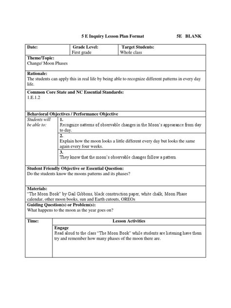 Natural Science Lesson Plans