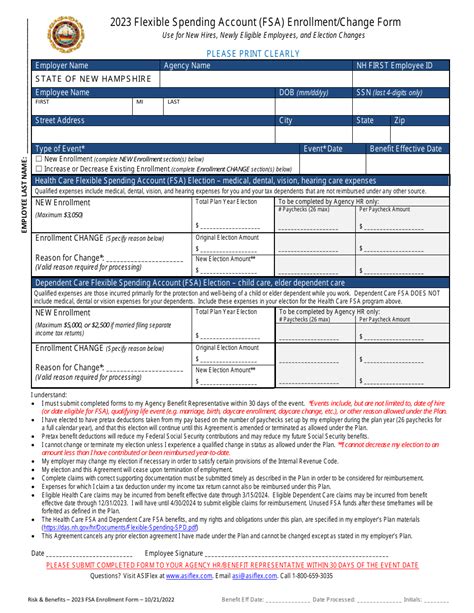 New Hampshire Flexible Spending Account Fsa Enrollment Change