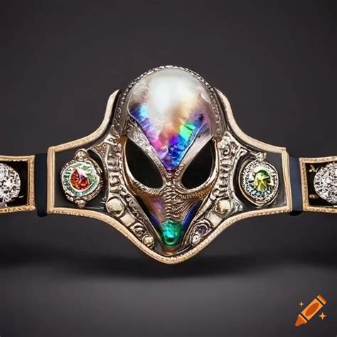 Professional Wrestling Champion Belt With Shiny Gemstones Made Of Forged Metal Alien Battle