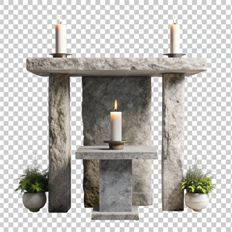premium psd simple stone altar  transparent background