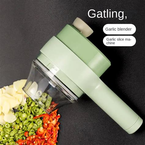 4 In 1 Handheld Electric Vegetable Cutter Set Wireless Mini Chopper