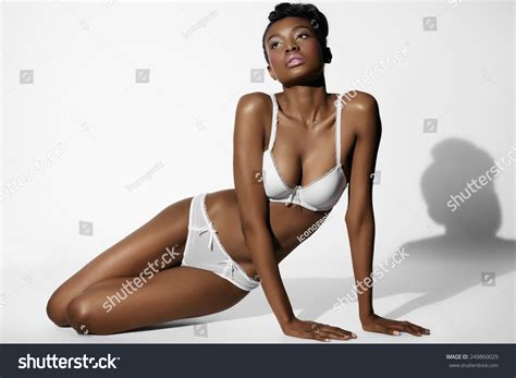 African Model Posing White Lingerie Stock Photo Shutterstock