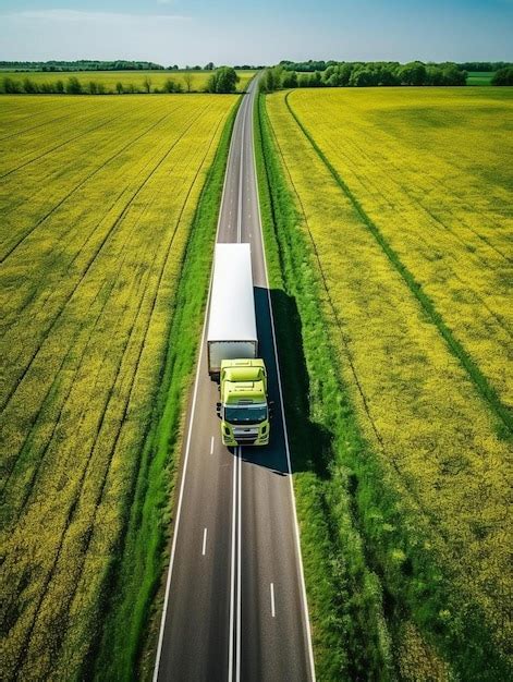Premium Ai Image A Semi Truck Driving Down A Country Road