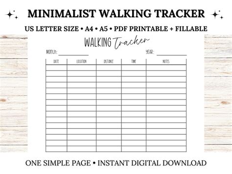 Walking Tracker Printable PDF, Walking Challenge, Workout, Exercise ...