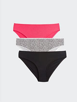 LCW DREAM Fuşya Desenli Bikini Külot 3 lü Paket W3AQ97Z8 KKU LCW