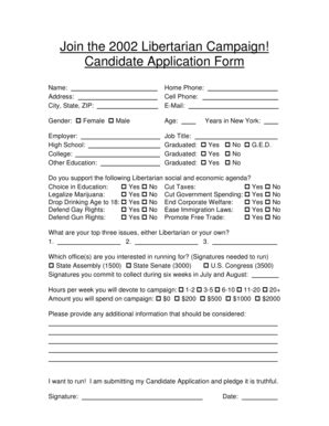 Fillable Online Candidate Application 2002 Jeffrey Fax Email Print