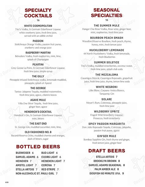 Menu at Hendrick's Tavern pub & bar, Roslyn