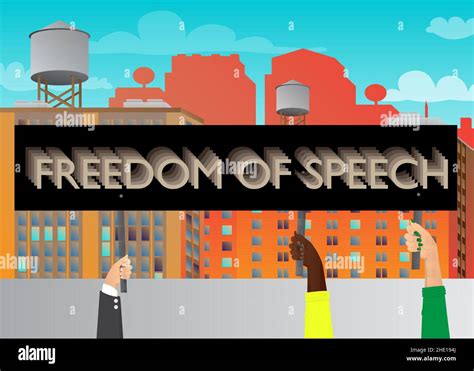 Hand Holding Banner With Freedom Of Speech Text Man Showing Billboard