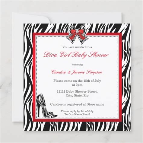 Diva Zebra Princess Girl Baby Shower Blonde Invitation Zazzle