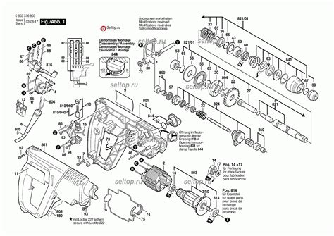 Запчасти для перфоратора Bosch PBH 180 RE деталировка 1 (0603376803 ...