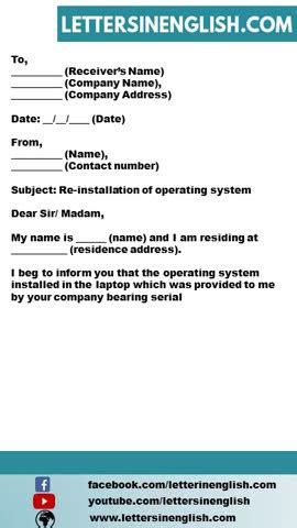 Request Letter For Re Installation Of Operating System YouTube