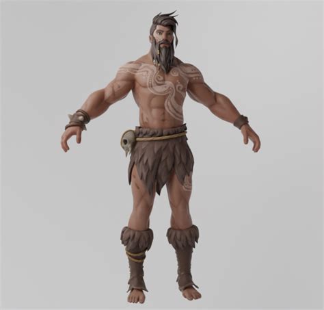OBJ file Primal Human Caveman Textured Rigged・Model to download and 3D ...