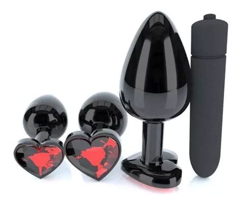 Kit Plug Anal De Metal Preto Joia De Cora O Vibrador Bullet Parcelamento Sem Juros