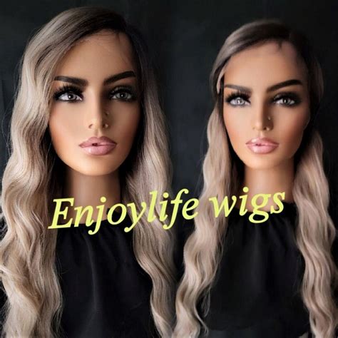H D Balayage Triple Ash Blonde Ombre Wavy Lace Front Wig With Shifting Part Etsy