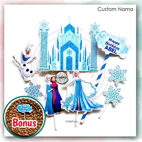 Jual Custom Nama Foto Toppercake Plus Frozen Castle Hiasan Kue