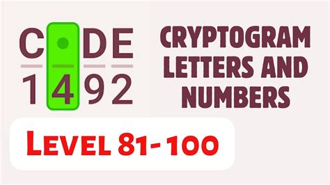 Cryptogram Letters And Numbers Level 81 100 Answers YouTube