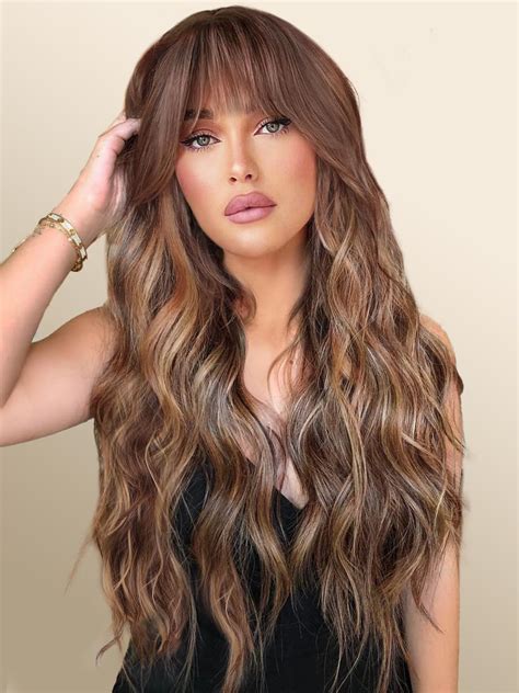 Aisi Beauty Long Ombre Brown Wigs For Women 26 Inch Middle