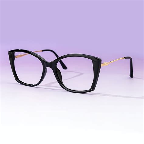 Edzia Geometric Black Eyeglasses Vooglam