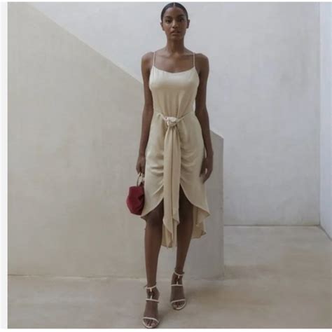 Cult Gaia Dresses Cult Gaia Natasha Dress High Low Satin Tie Front Sand Nude Poshmark