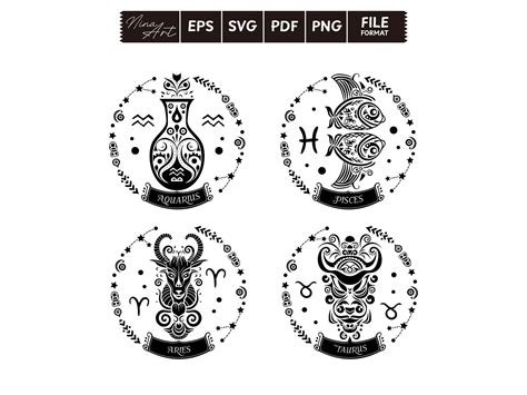 12x Zodiac Sign Bundle Svg Horoscope Svg Astrology Birthday Queen Svg Crown File For Cricut