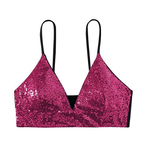 Arnsht Women S New Fashion Swimwear Sequin Sparkly Bikini Top Strap Wireless Party Bra Swim Soft