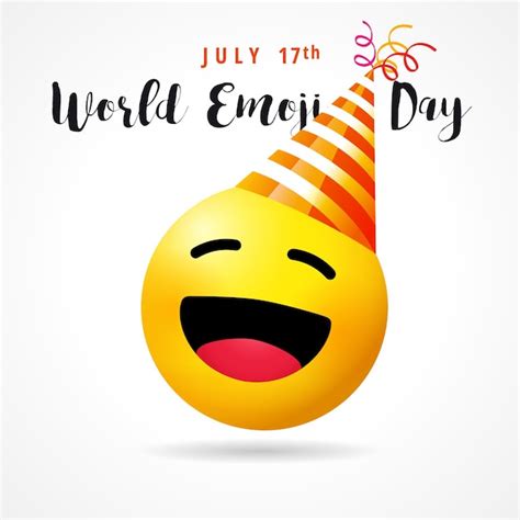 Ícono de sonrisa divertida del día mundial del emoji en sombrero de