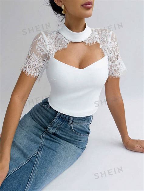 shein prive women summer lace slim fit tank top perfect  everyday