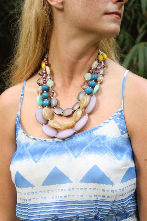 Huge Chunky Colorful Multistrand Statement Necklace Gray