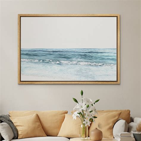 Framed Canvas Wall Art Blue Beach Ocean Photography Prints Minimalist ...