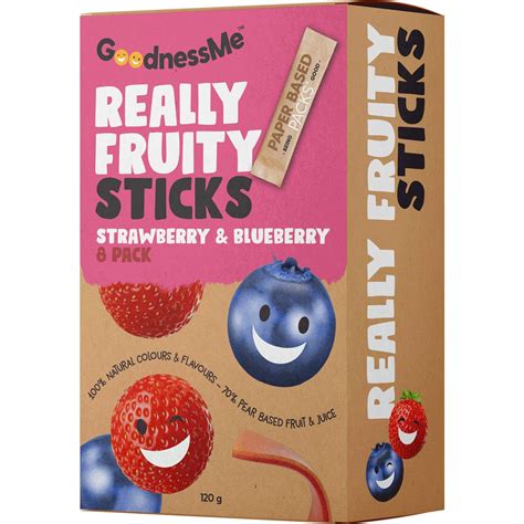 Goodness Me Really Fruity Sticks Strawberry & Blueberry 8 Pack | Woolworths